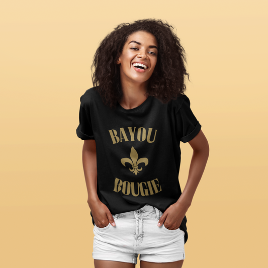 Bayou Bougie Black and Gold Comfort Colors Shirt